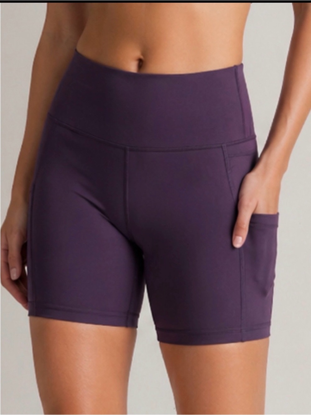 High-Waist Purple Women’s Active Shorts with Side Pocket Size Large
